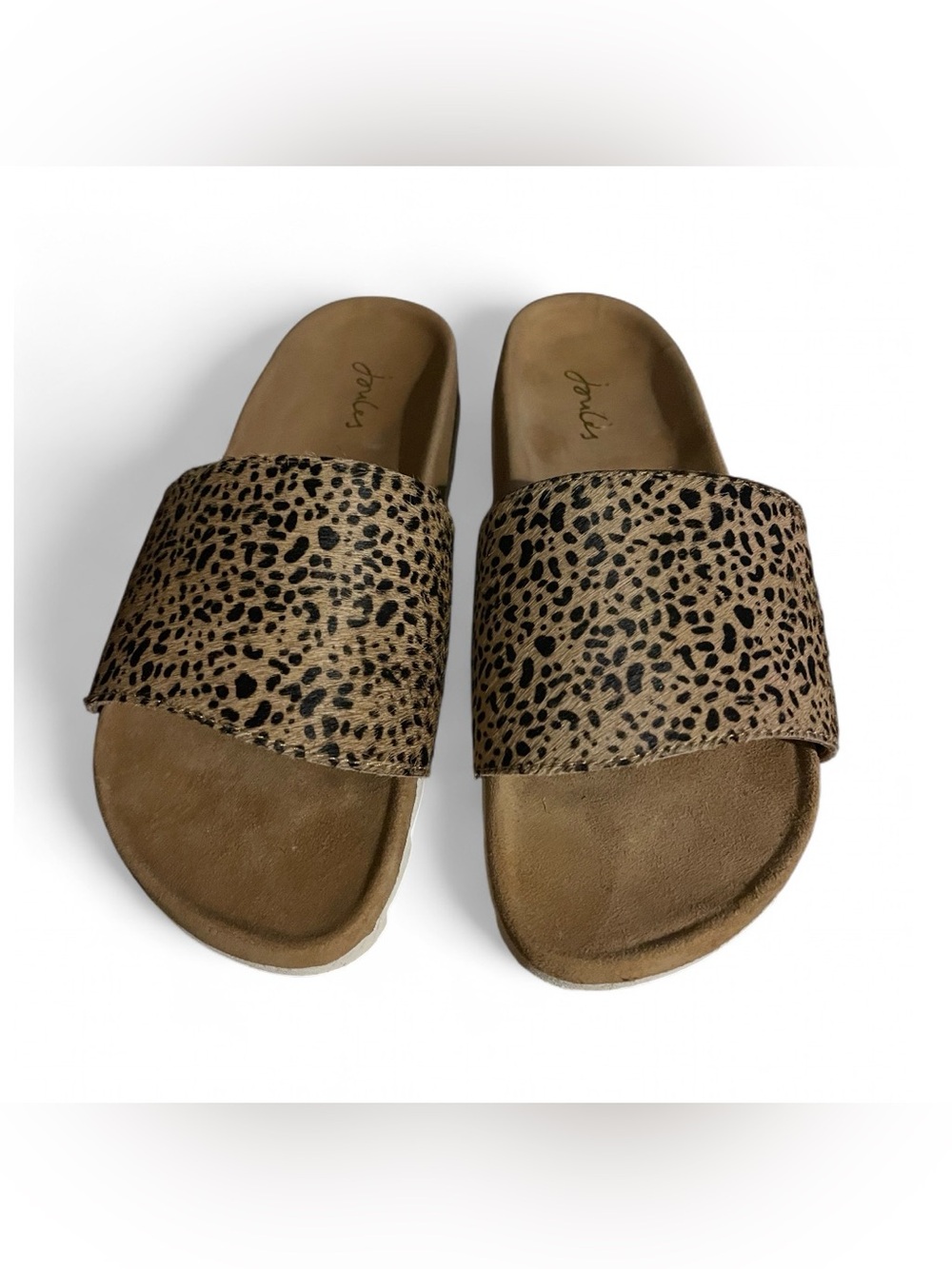 Joules Leopard Print Slide Sandals - Tan/Black - Picture 2 of 6